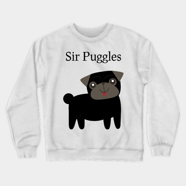 Sir Puggles Cute Black Pug Dog Crewneck Sweatshirt by jutulen